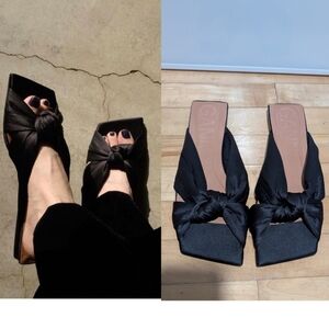 Ganni | Soft Knot Mule Sandals In Black Satin